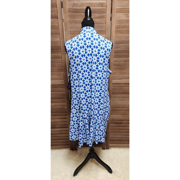 Rezobay XXL Italia Printed Sleeveless Hem Flounce Poly Dress Resort Luxury Wear - Picture 7 of 8